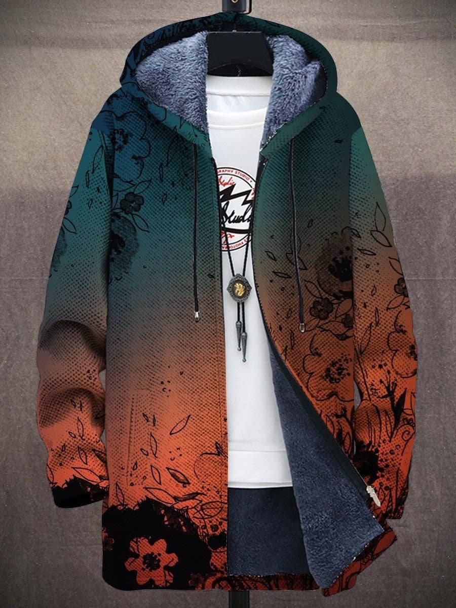 UrbanInk | Unisex 3D Graffiti lang jasje met fleecevoering en capuchon – Streetwear, casual bovenkleding