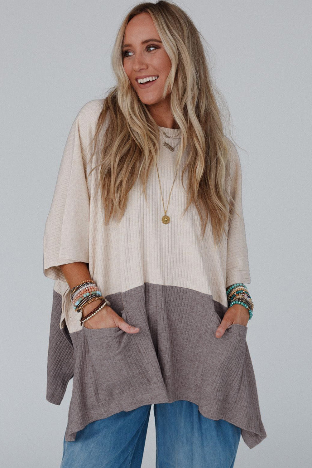Makayla | Chic geribbelde gebreide poncho