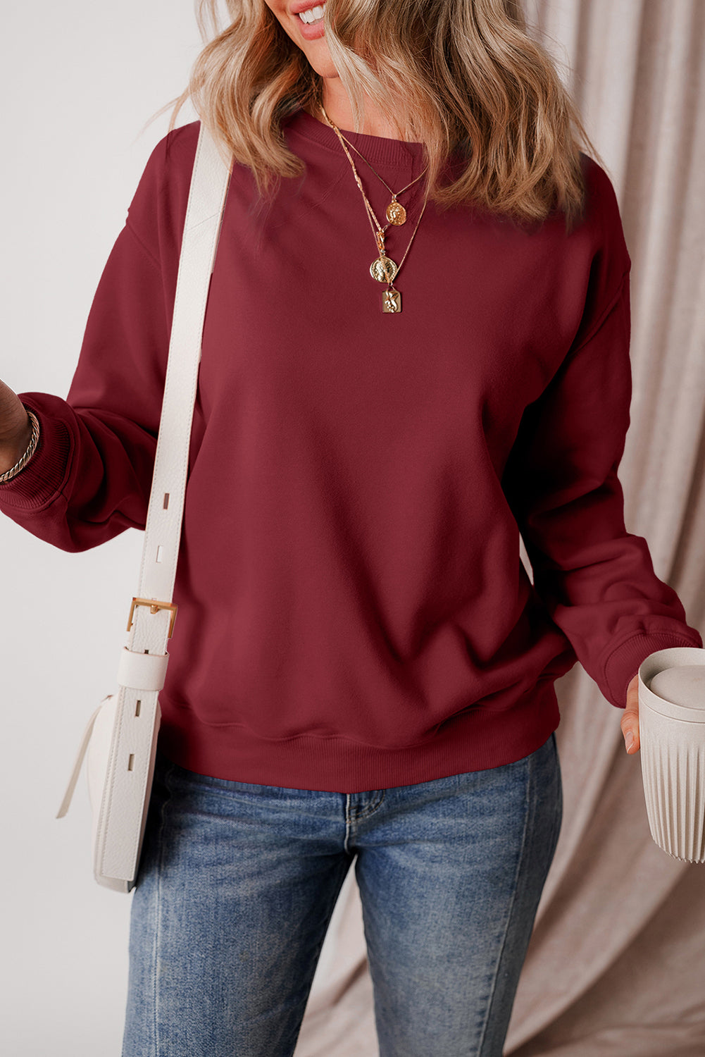 Jozina | Klassieke en eenvoudige effen fleece trui