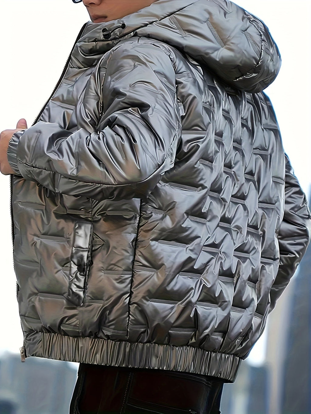 Jadon | Glanzende heren winter gewatteerde puffer jack met capuchon - warm en stijlvol
