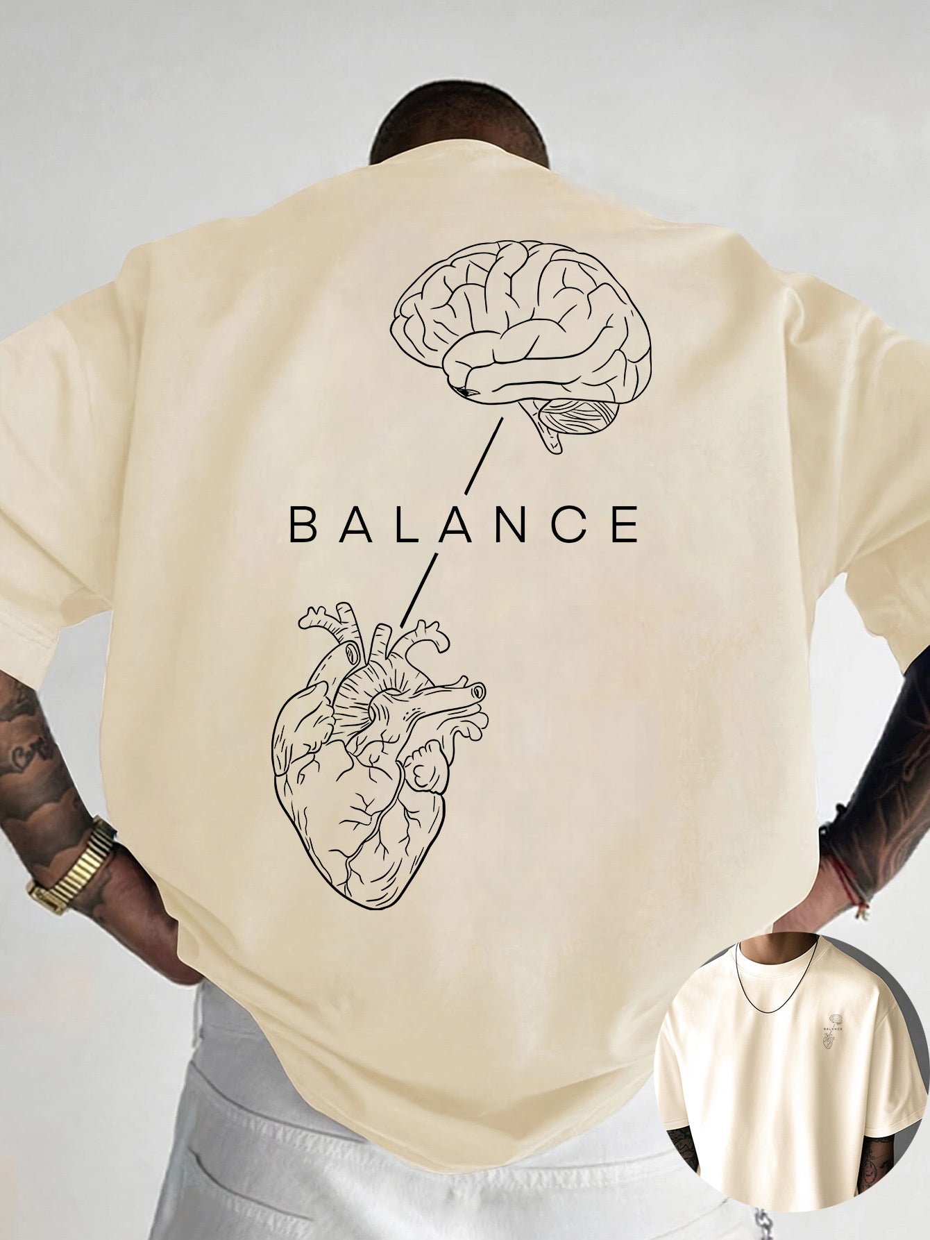 Rhysen | Heren T-shirt met grafische print – ontwerp op voor- en achterkant