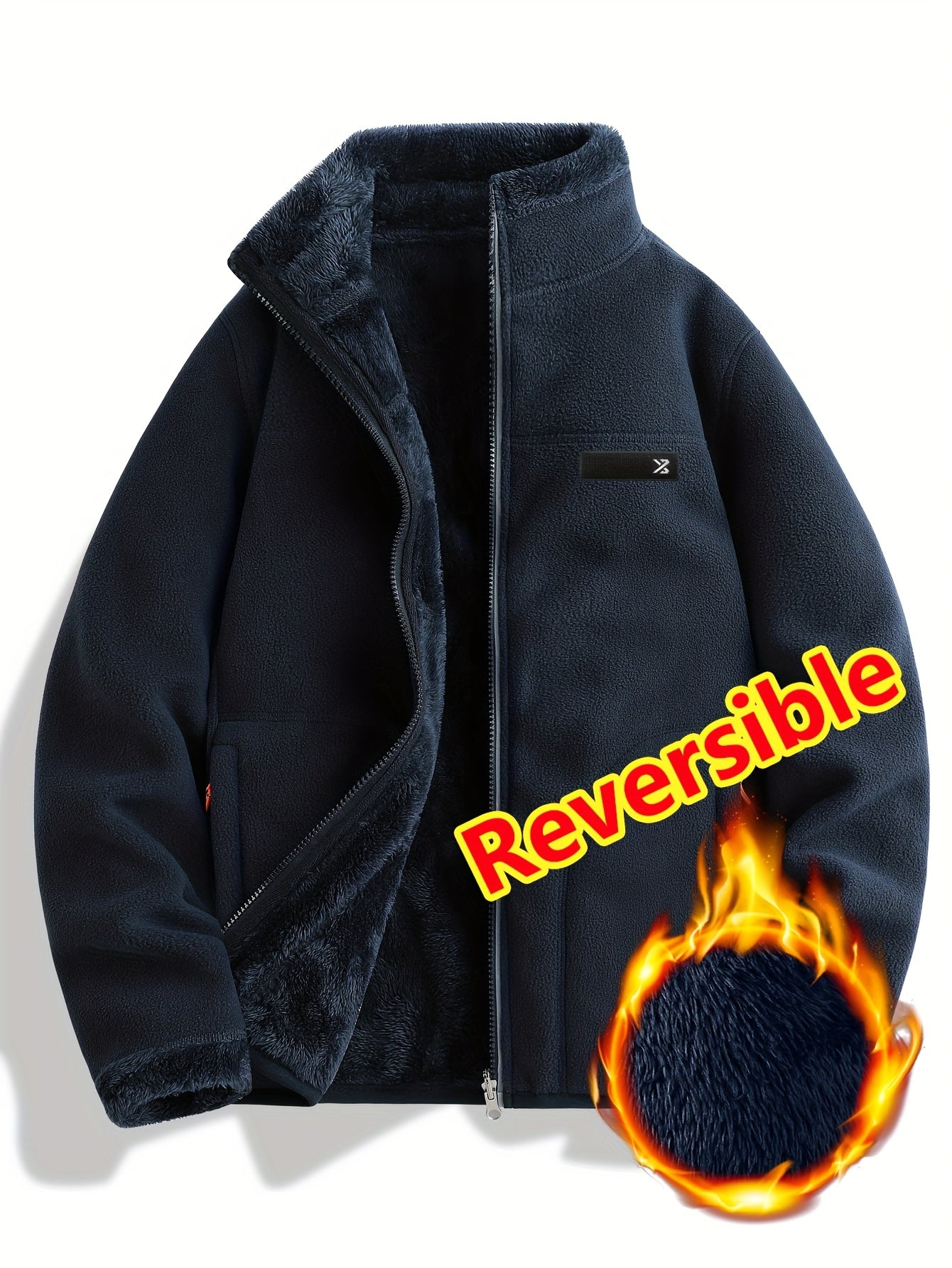 Taisia | Omkeerbaar koraalkleurig fleecejack voor dames – dikke pluche sweaterjas, warme casual winterjas
