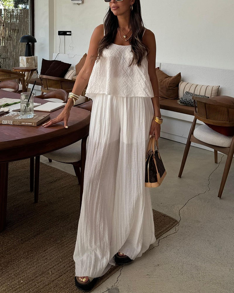 Dolores | Zomer jarretel top en broek set - Luchtig en ademend