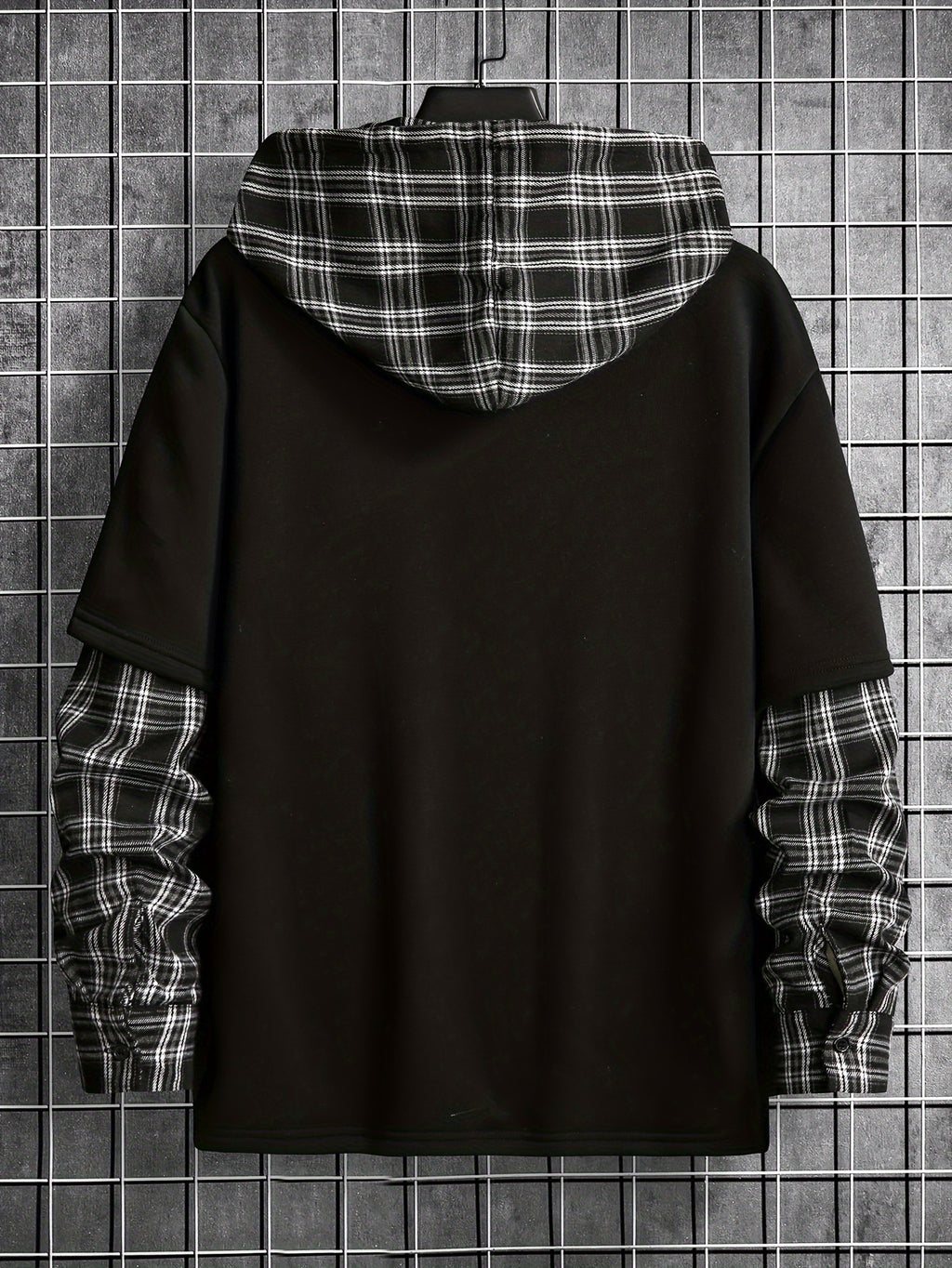 Wilko | Heren geruit sweatshirt met capuchon - lange mouwen, casual hoodie met zak