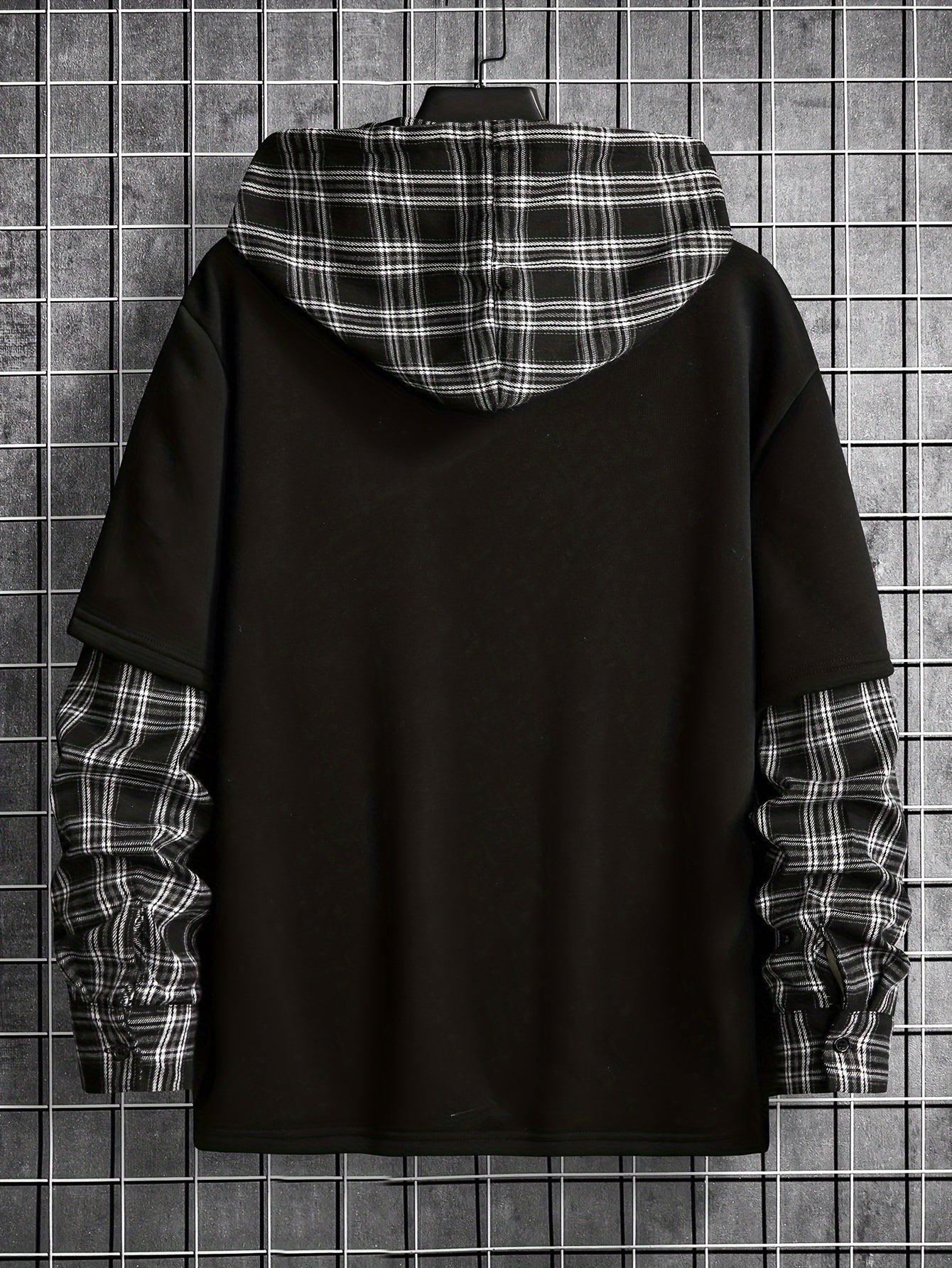 Wilko | Heren geruit sweatshirt met capuchon - lange mouwen, casual hoodie met zak