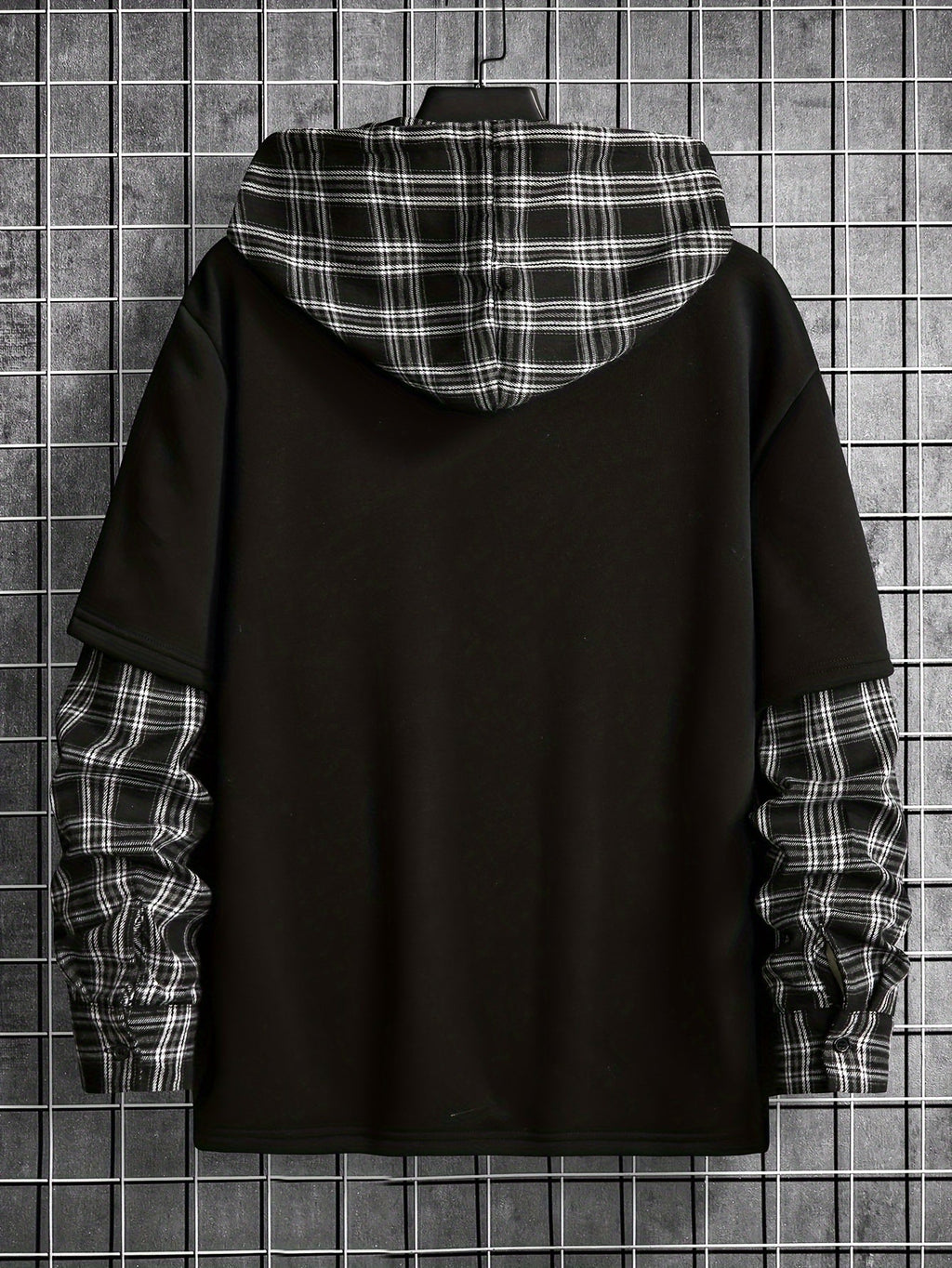 Renzo | Gelaagd ontwerp geruit patroon hoodie sweatshirt voor mannen - Trendy pullove