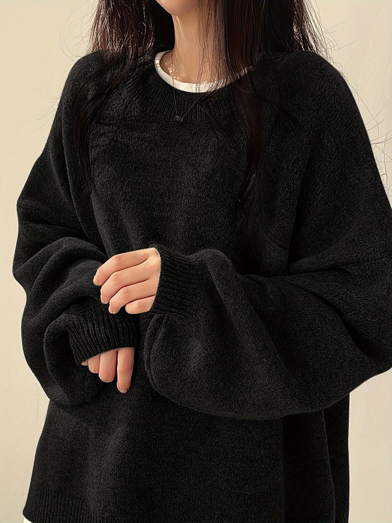 Briallen | Damesoversized trui met zijsplitten - Casual druppel-schouder ontwerp