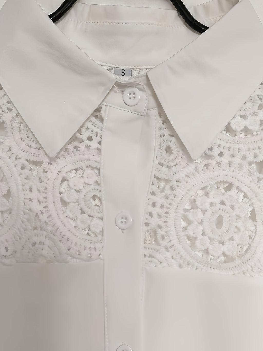 Zenaida | Kanten blouse met knoopsluiting, klassieke kraag en lange mouwen shirt voor vrouwen