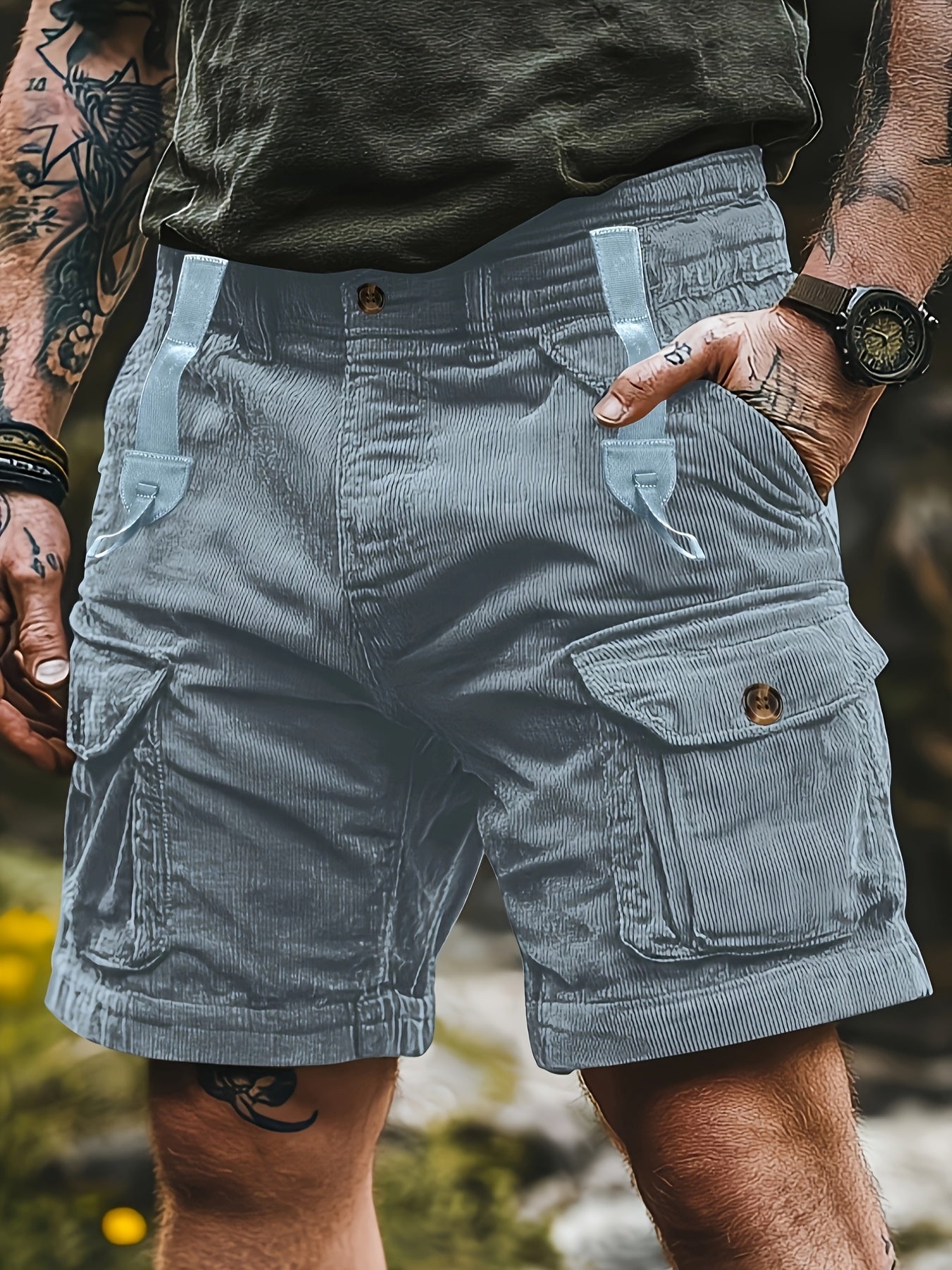 Zayvex | Heren Corduroy Tuinbroek – Casual 3D Geweven Werkbroek