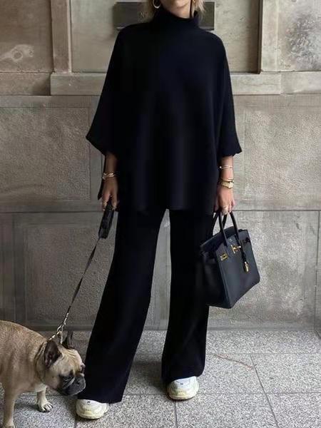 Rosamel | Casual Loose Fit Set for Women - Oversized High-Neck Blouse & Wide-Leg Pants