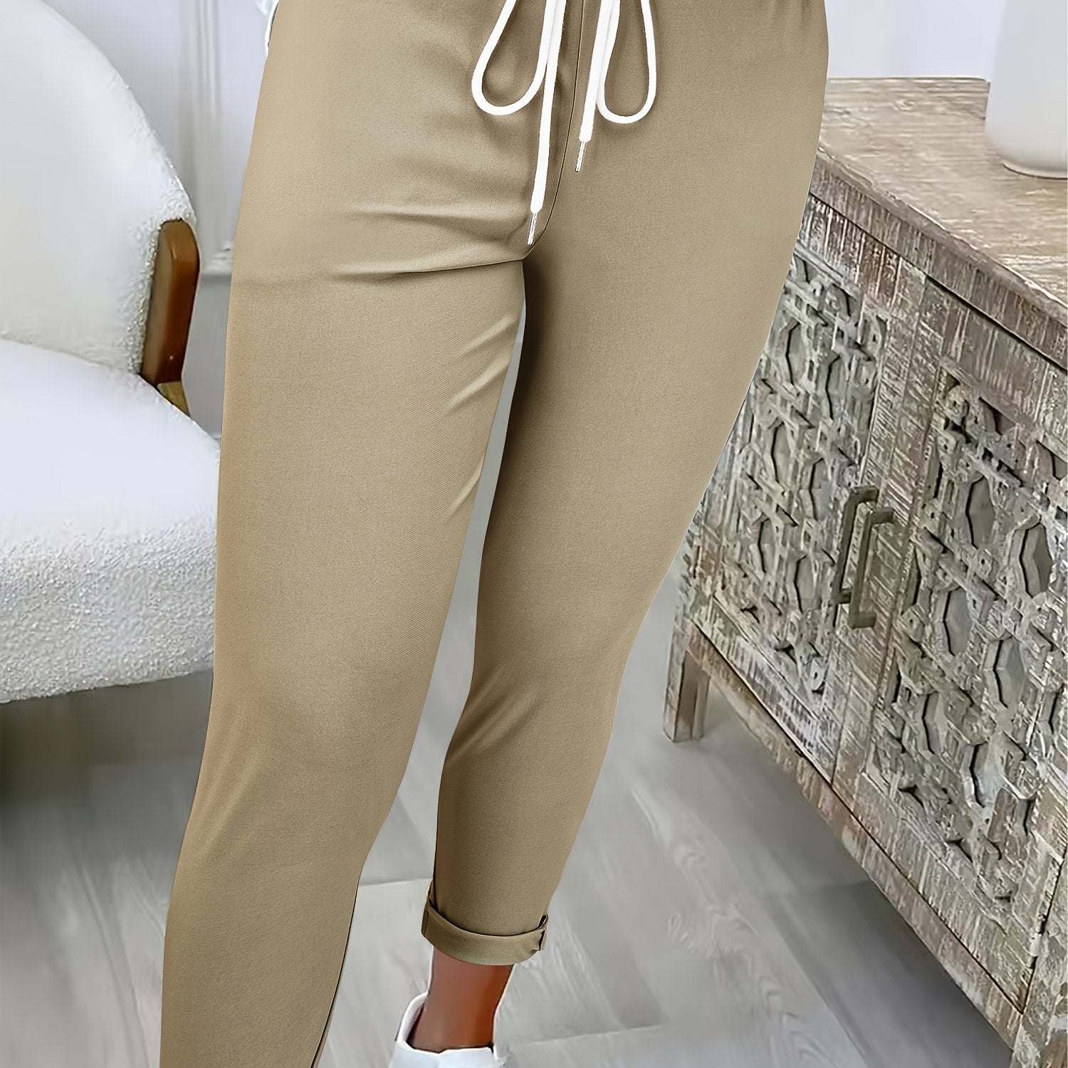 Avelith | Casual broek met trekkoord voor dames – Slim fit, elastische taille, ademend