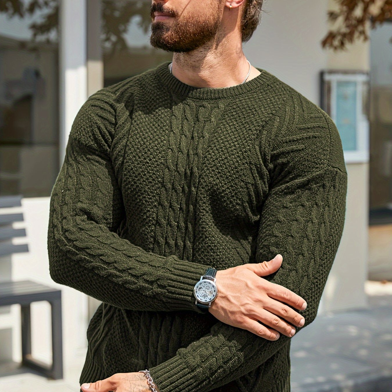 Simon | Pull d'hiver pour homme – Pull chaud et doux à col rond et manches longues, idéal par temps froid.