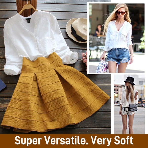 Kova | Dameshemd van katoenlinnen - Los model, 3/4 mouwen met knoopsluiting Casual Blouse