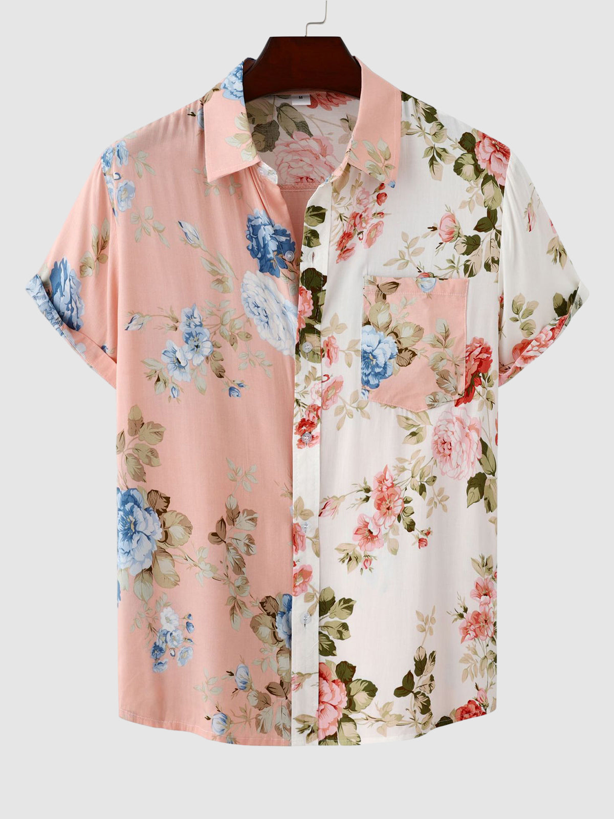 Halvar | Tropisch Hawaii mannenhemd - gebloemd patchwork, korte mouwen, vrijetijdskleding