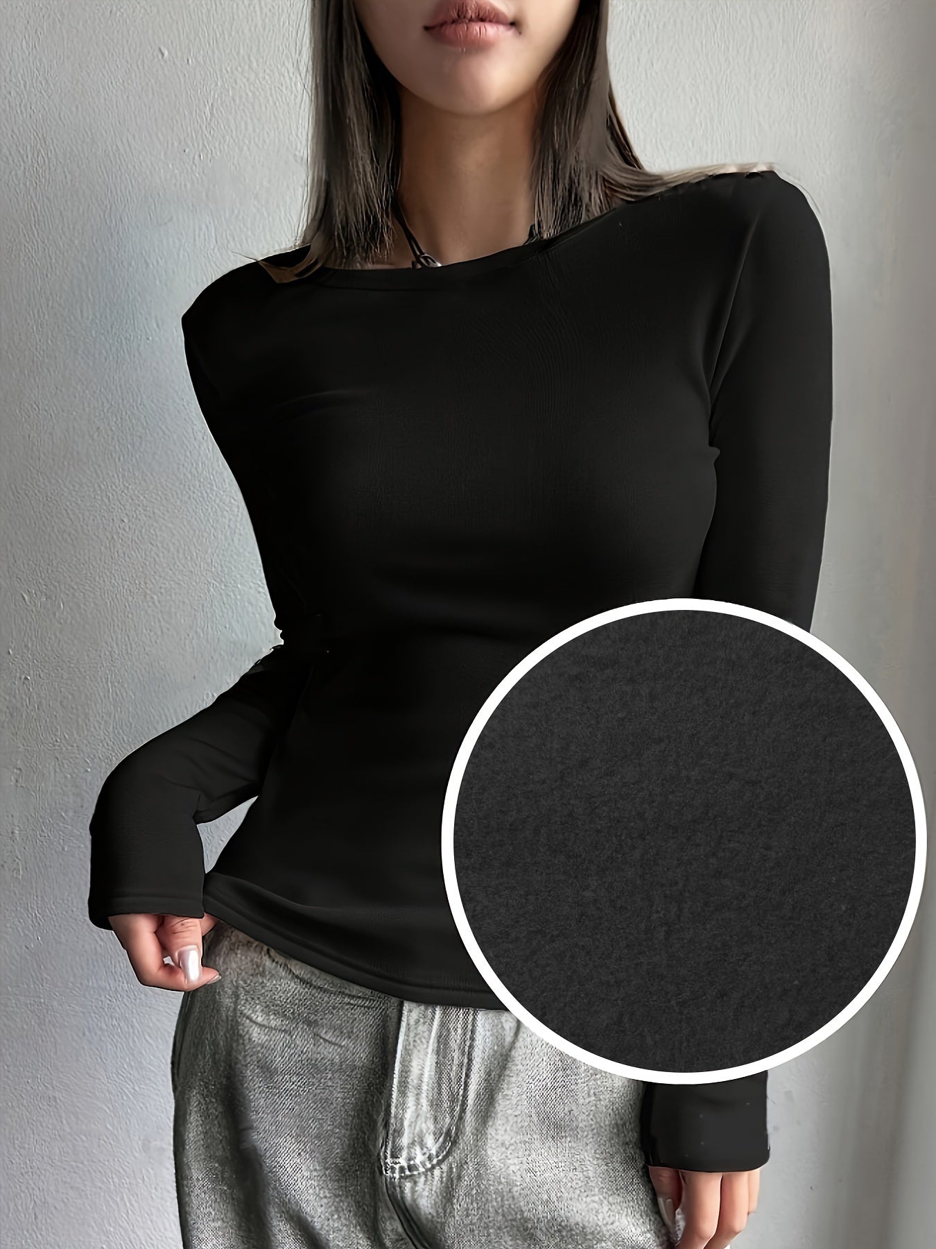 Valeria | Women's Thermal Knit Slim Fit Top, Fleece Lined Warm Baselayer, Winter Long Sleeve Top