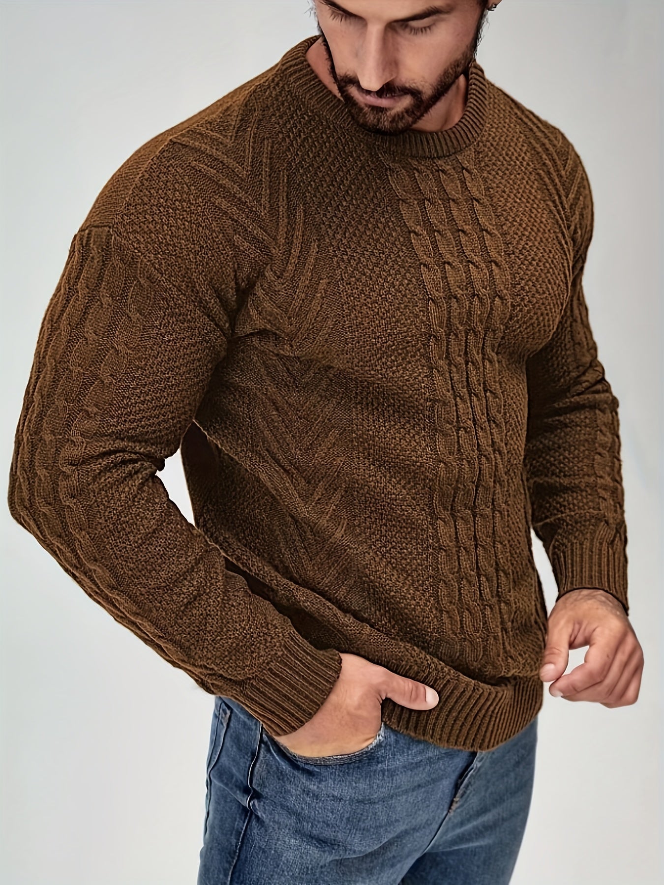 Simon | Pull d'hiver pour homme – Pull chaud et doux à col rond et manches longues, idéal par temps froid.