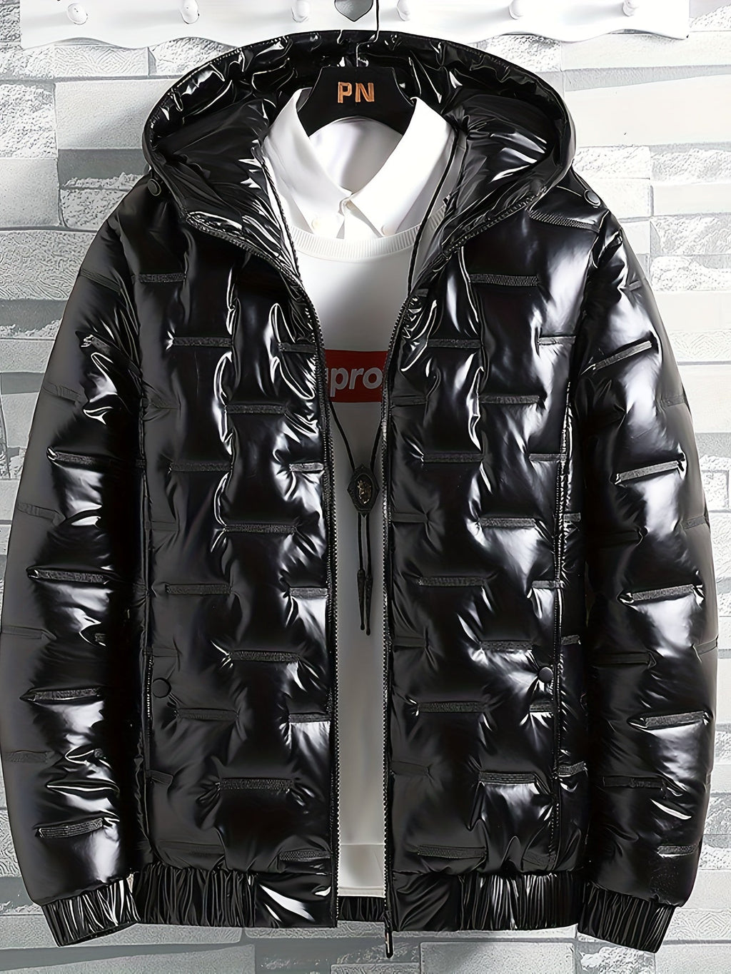 Jadon | Glanzende heren winter gewatteerde puffer jack met capuchon - warm en stijlvol