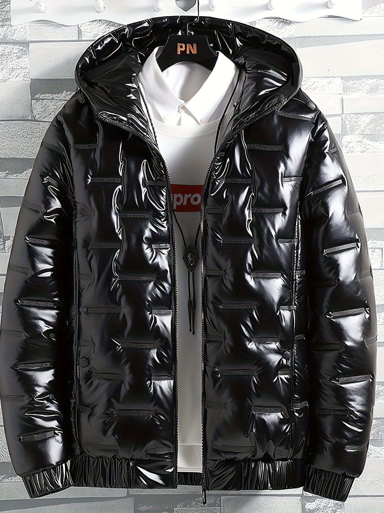 Jadon | Glanzende heren winter gewatteerde puffer jack met capuchon - warm en stijlvol