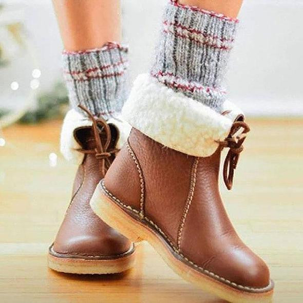 Velvora | Leren dameslaarzen met fleecevoering – Warme, waterdichte en stijlvolle winterschoenen