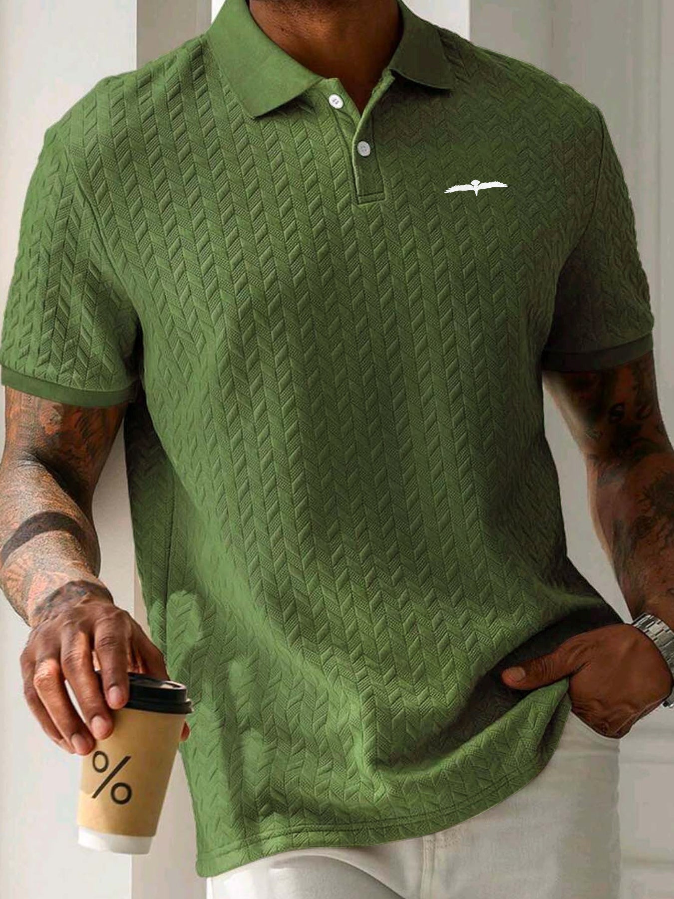 Aldous | Polo décontracté à manches courtes pour homme - Tissu structuré et extensible