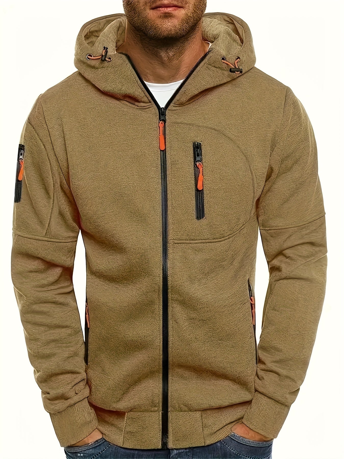 Gian | Men's hooded full-zip sports jacket - Casual full-zip hoodie