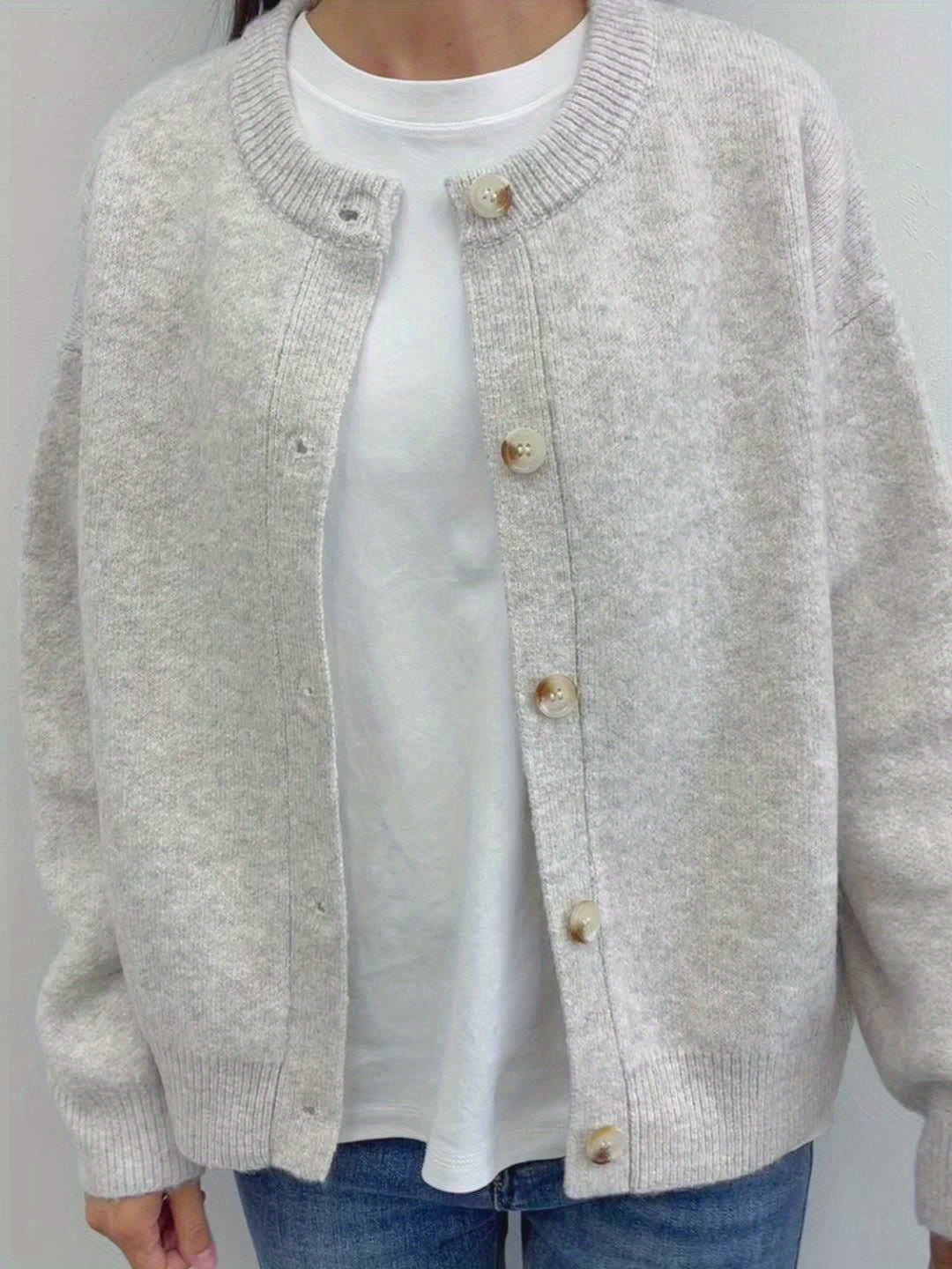 Myrrhith | Klassiek damesvest – Zachte trui met lange mouwen, Knoopsluiting, Comfortabele herfst-/winterlaag
