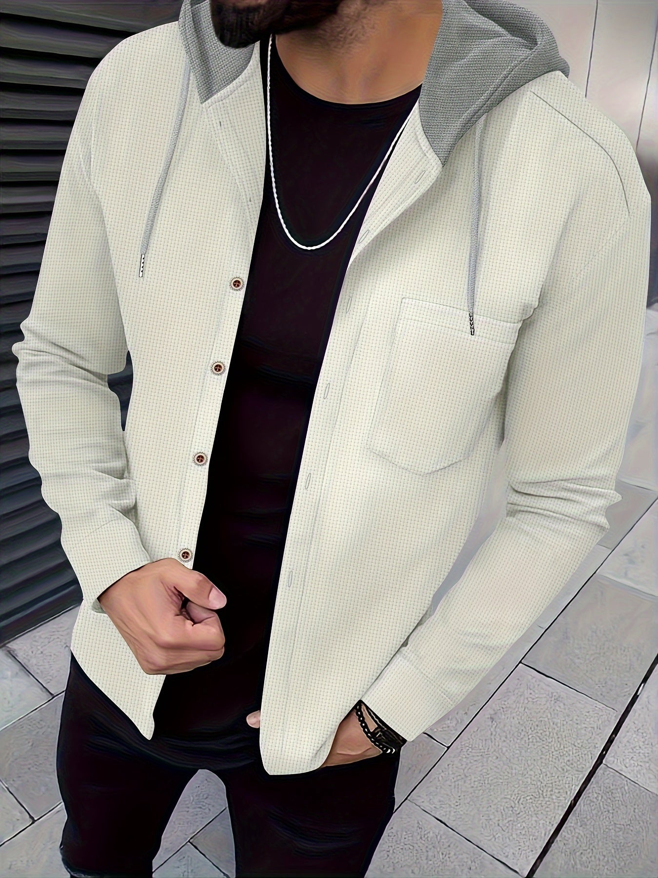 Zenith | Casual Men's Hooded Jacket - Soft Breathable Polyester, Button Closure
