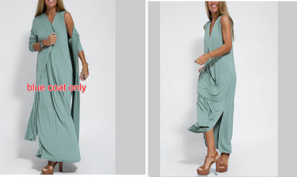 Ensemble femme : robe et long cardigan