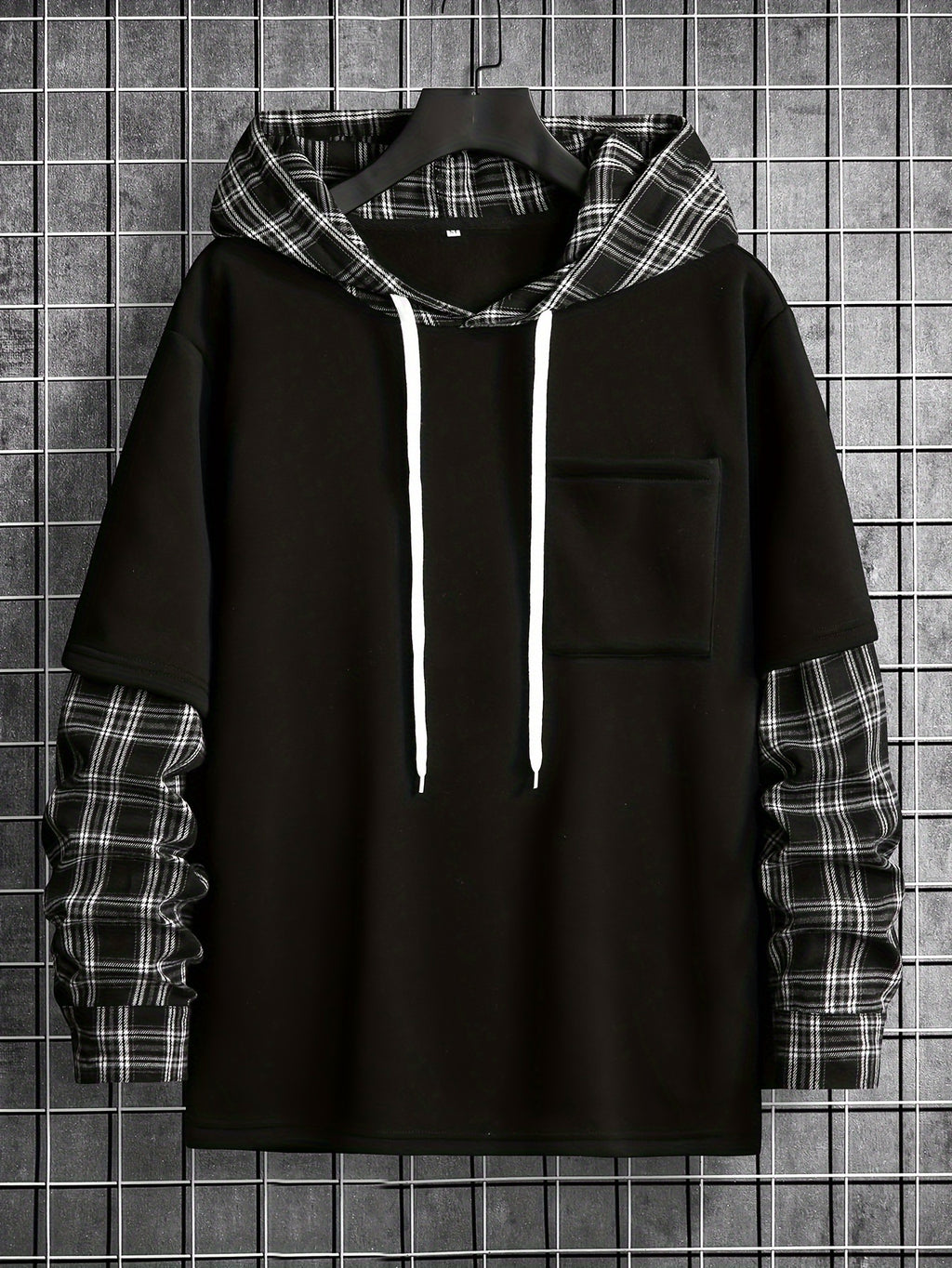 Wilko | Heren geruit sweatshirt met capuchon - lange mouwen, casual hoodie met zak