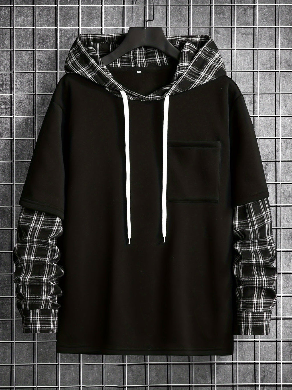 Renzo | Gelaagd ontwerp geruit patroon hoodie sweatshirt voor mannen - Trendy pullove