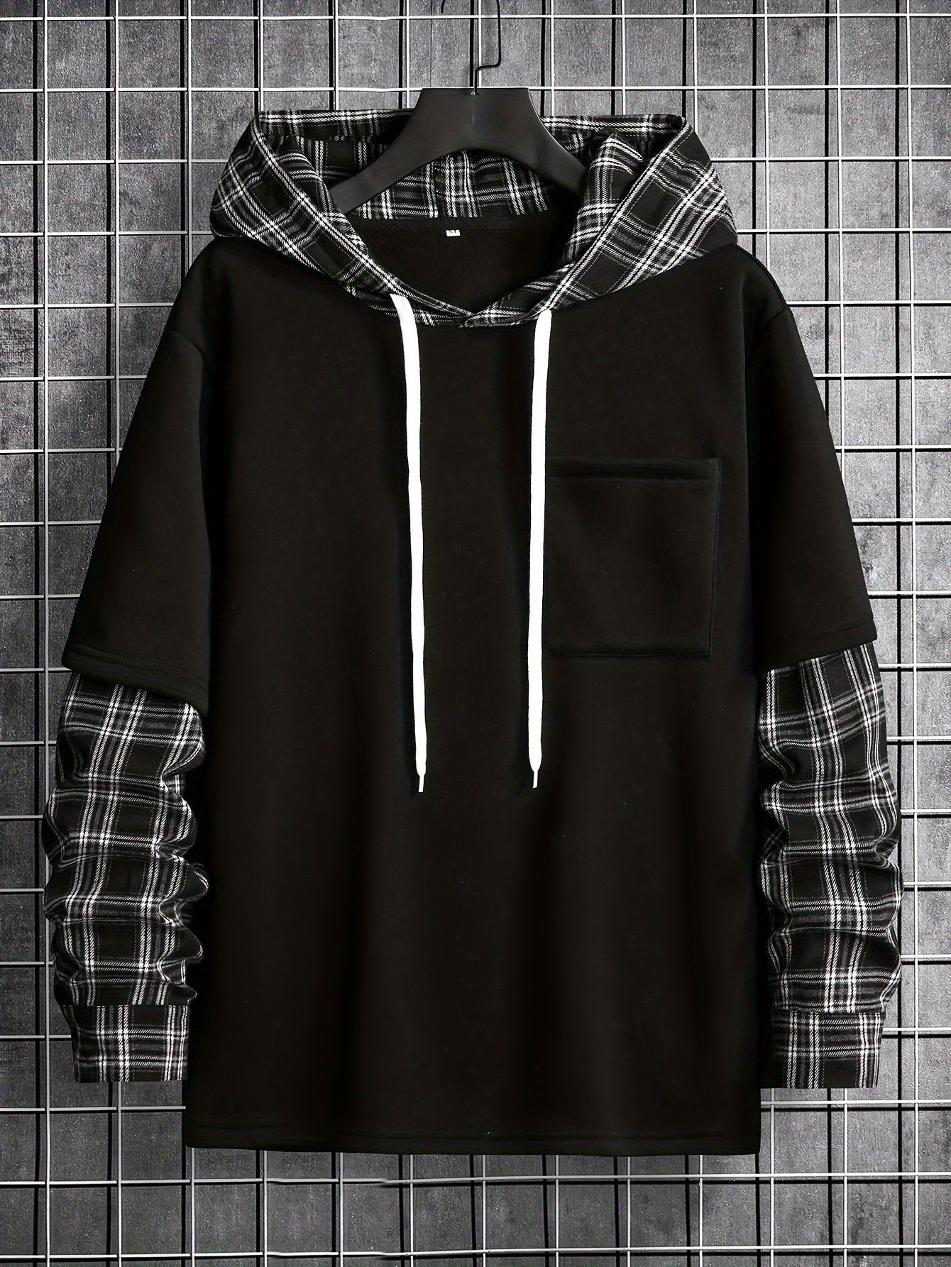 Renzo | Gelaagd ontwerp geruit patroon hoodie sweatshirt voor mannen - Trendy pullove