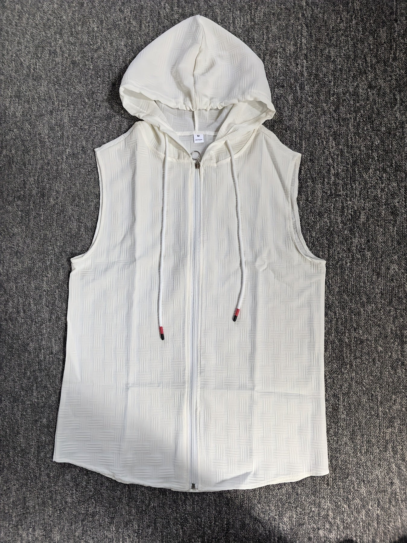 Zeiron | Mouwloos hoodie tanktop met rits voor heren – lichte zomerse gym hoodie vest