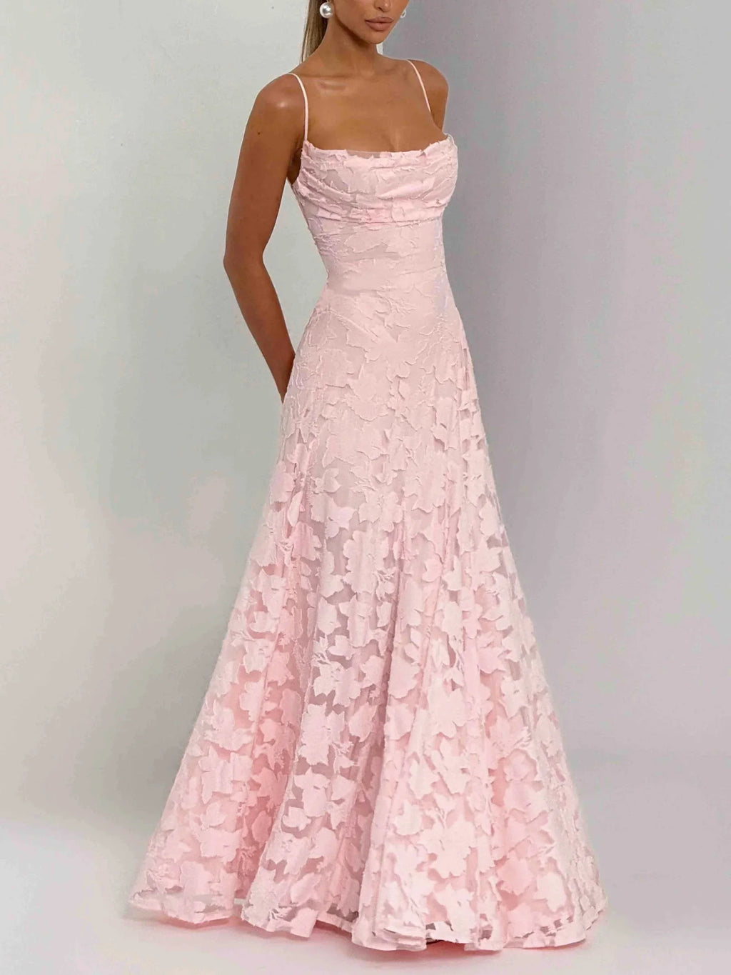 Elowria | Elegante maxi-jurk voor dames met kantdetail – formele lange jurk voor bruiloften