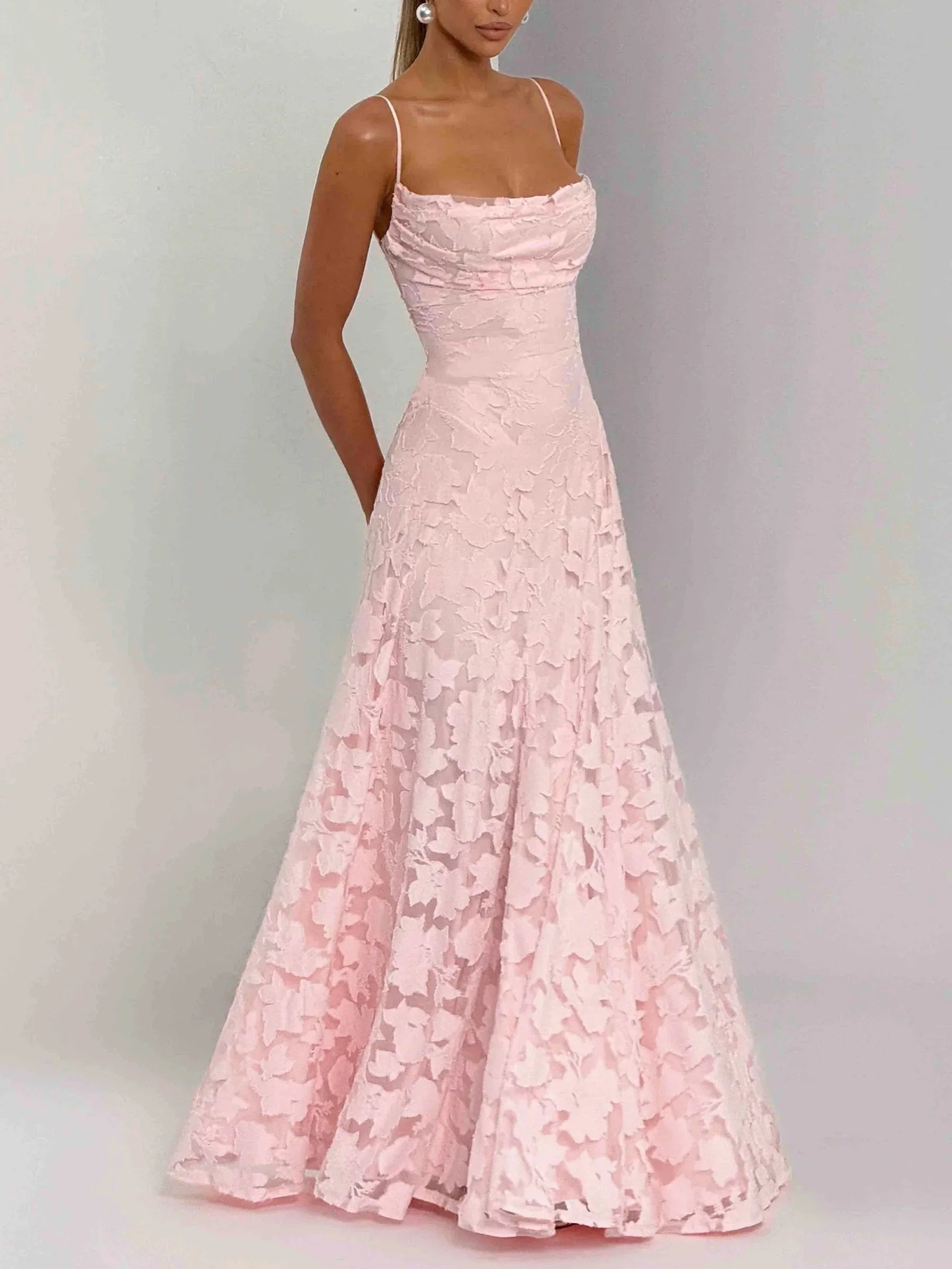 Elowria | Elegante maxi-jurk voor dames met kantdetail – formele lange jurk voor bruiloften