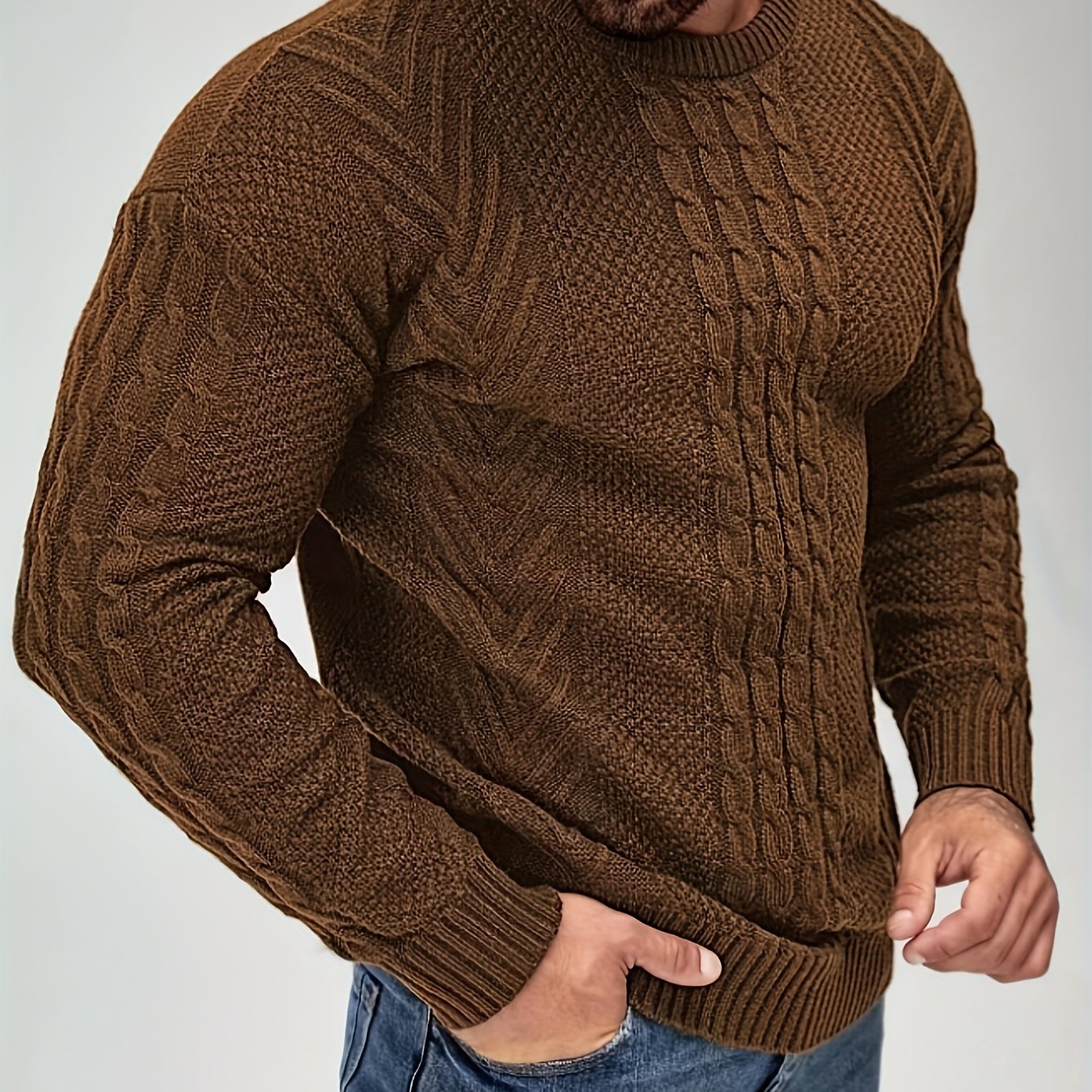 Simon | Pull d'hiver pour homme – Pull chaud et doux à col rond et manches longues, idéal par temps froid.