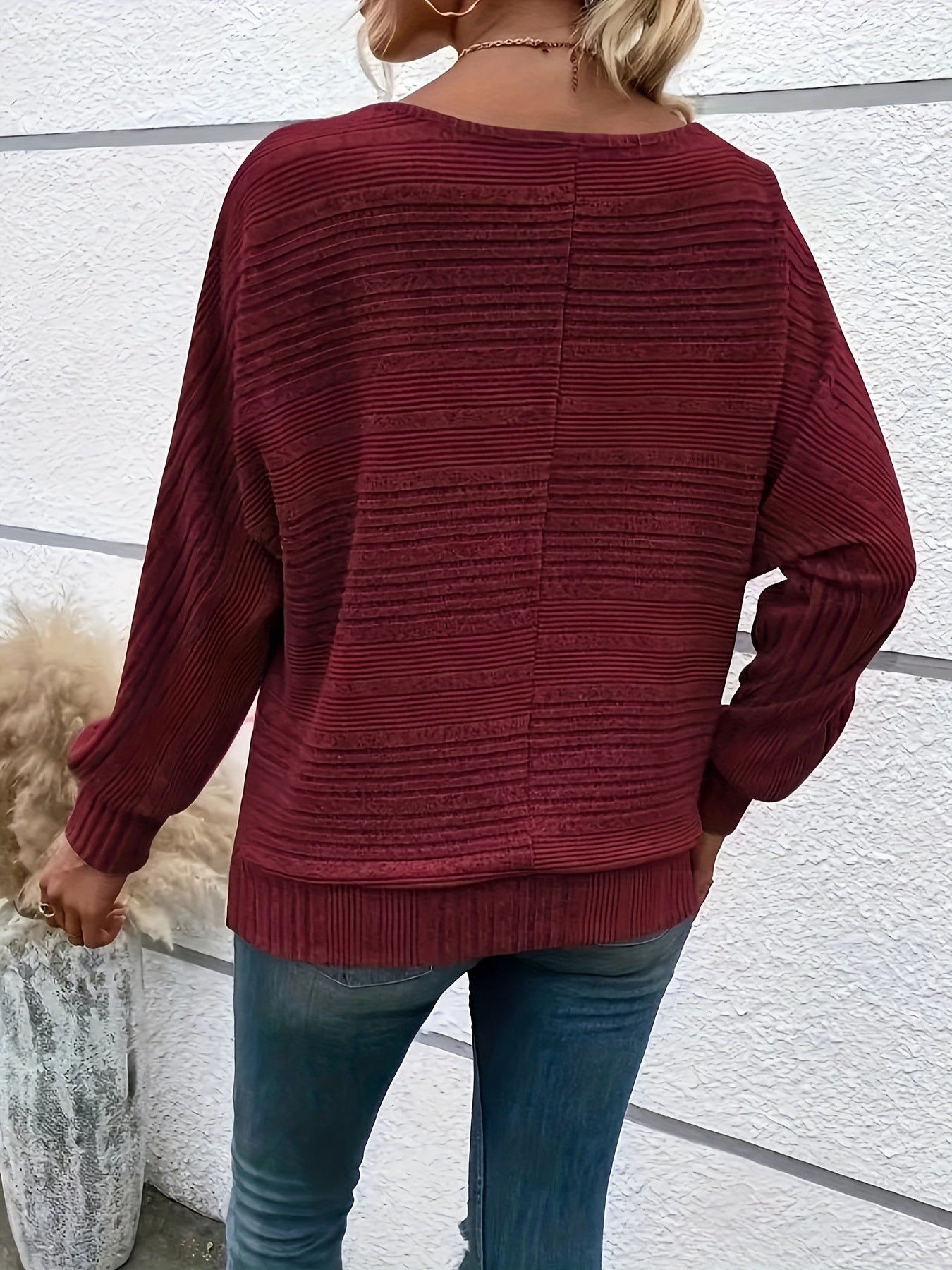 Zosia | Casual Vrouwen Trui met Batwing Mouwen - Losse Pasvorm Top Met Crew Hals