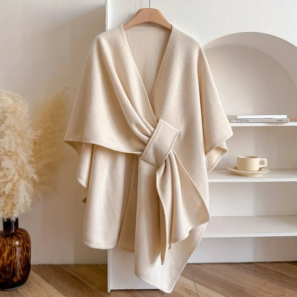 Cariselle | Manteau à col châle pour femme – Manteau d'hiver coupe-vent au drapé élégant, léger et stylé