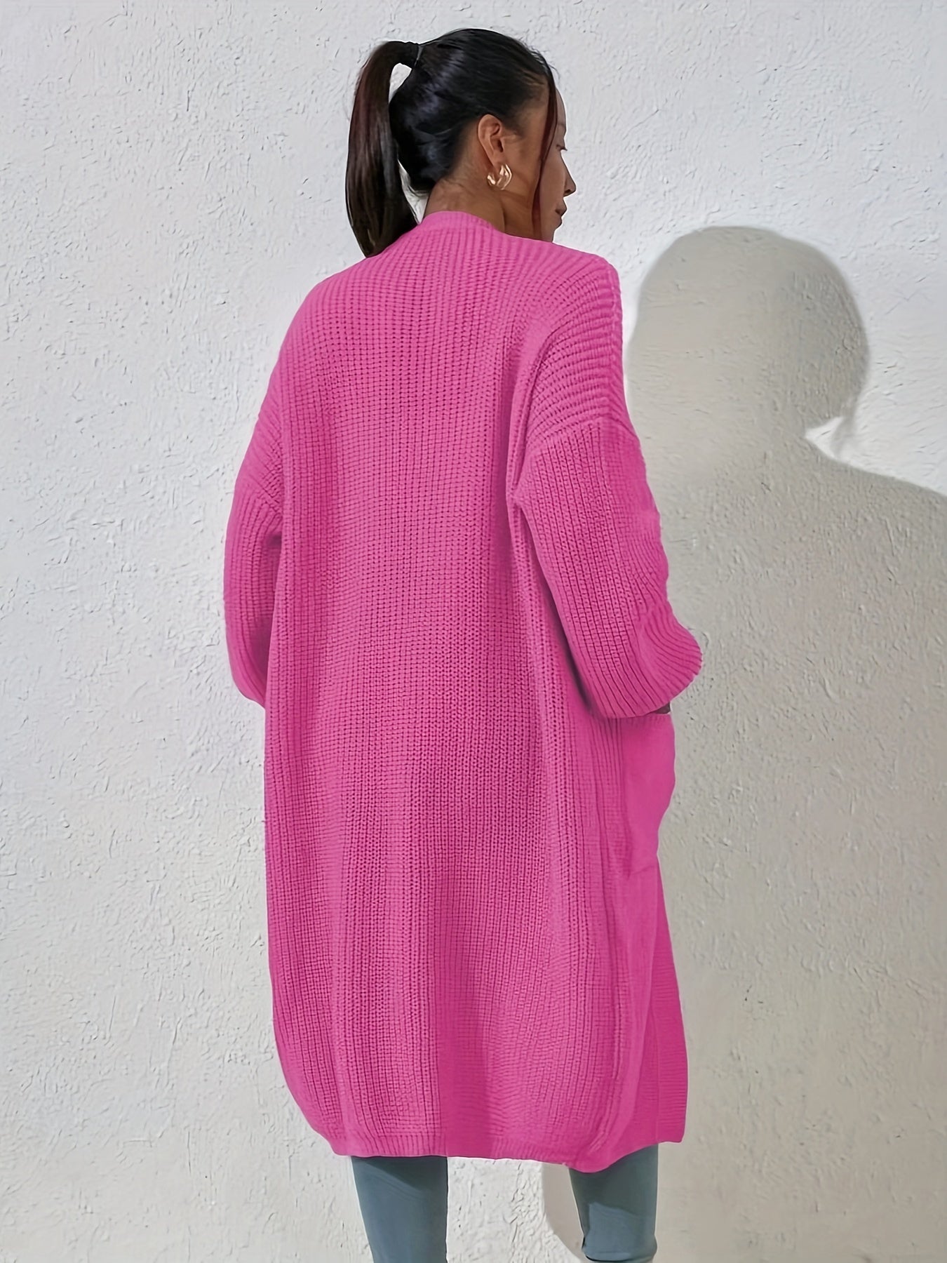 Quinne | Lang damesvest met open voorkant - Casual lange mouwen, druppelschouder