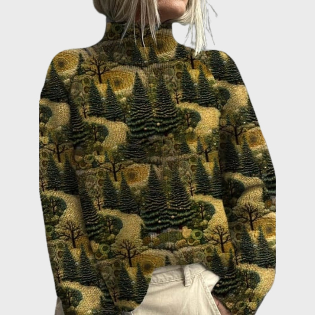 Vanyara | Gebreide coltrui met dierenprint – Comfortabele herfsttrui voor dames