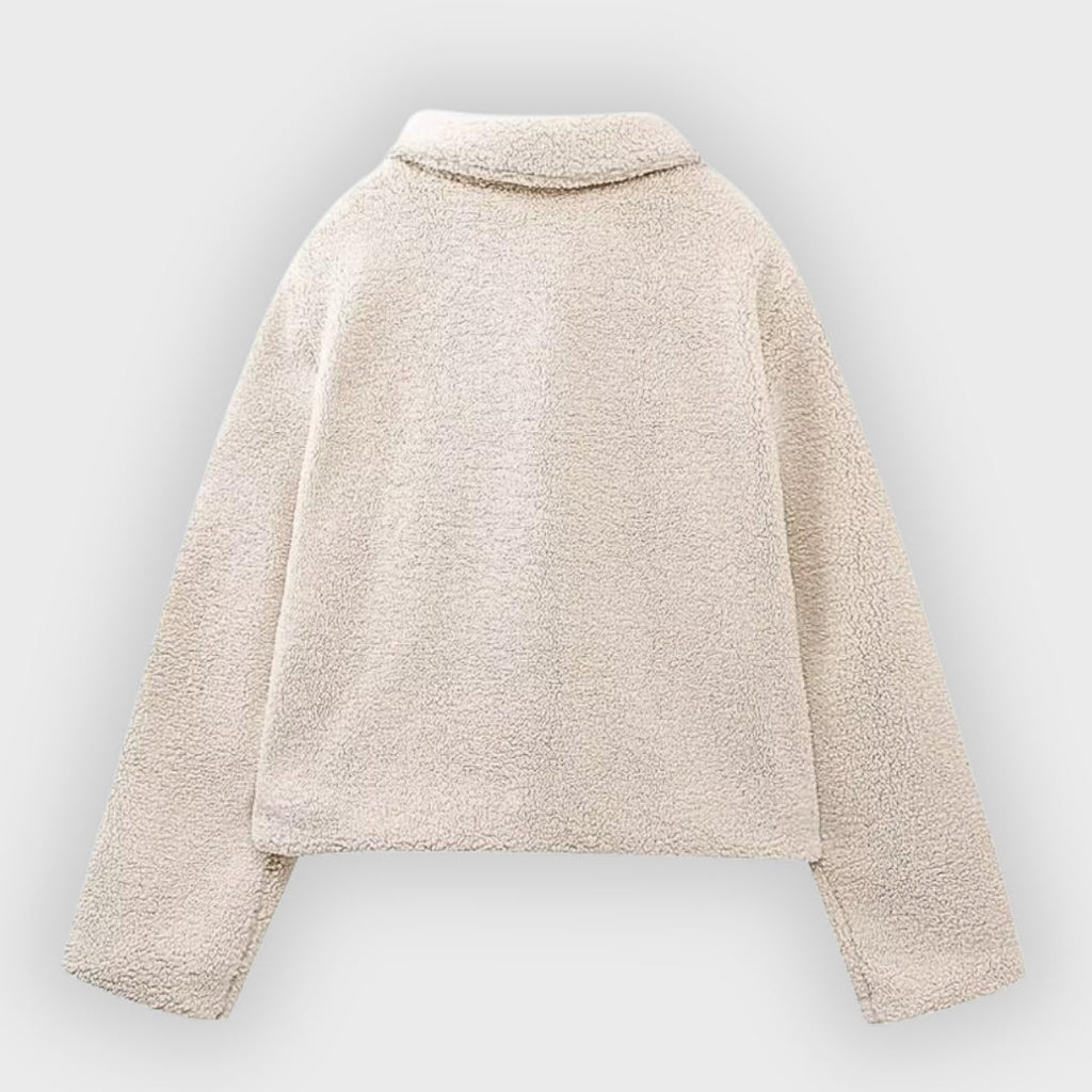 Ryvella | Dames cropped fleece jas – Warme streetwear jas met ritssluiting