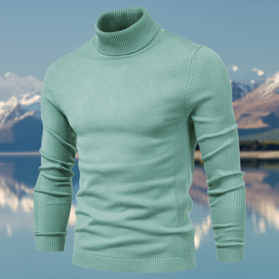Bastiaan | Klassieke effen coltrui voor heren, gebreide trui met lange mouwen, casual wintertop