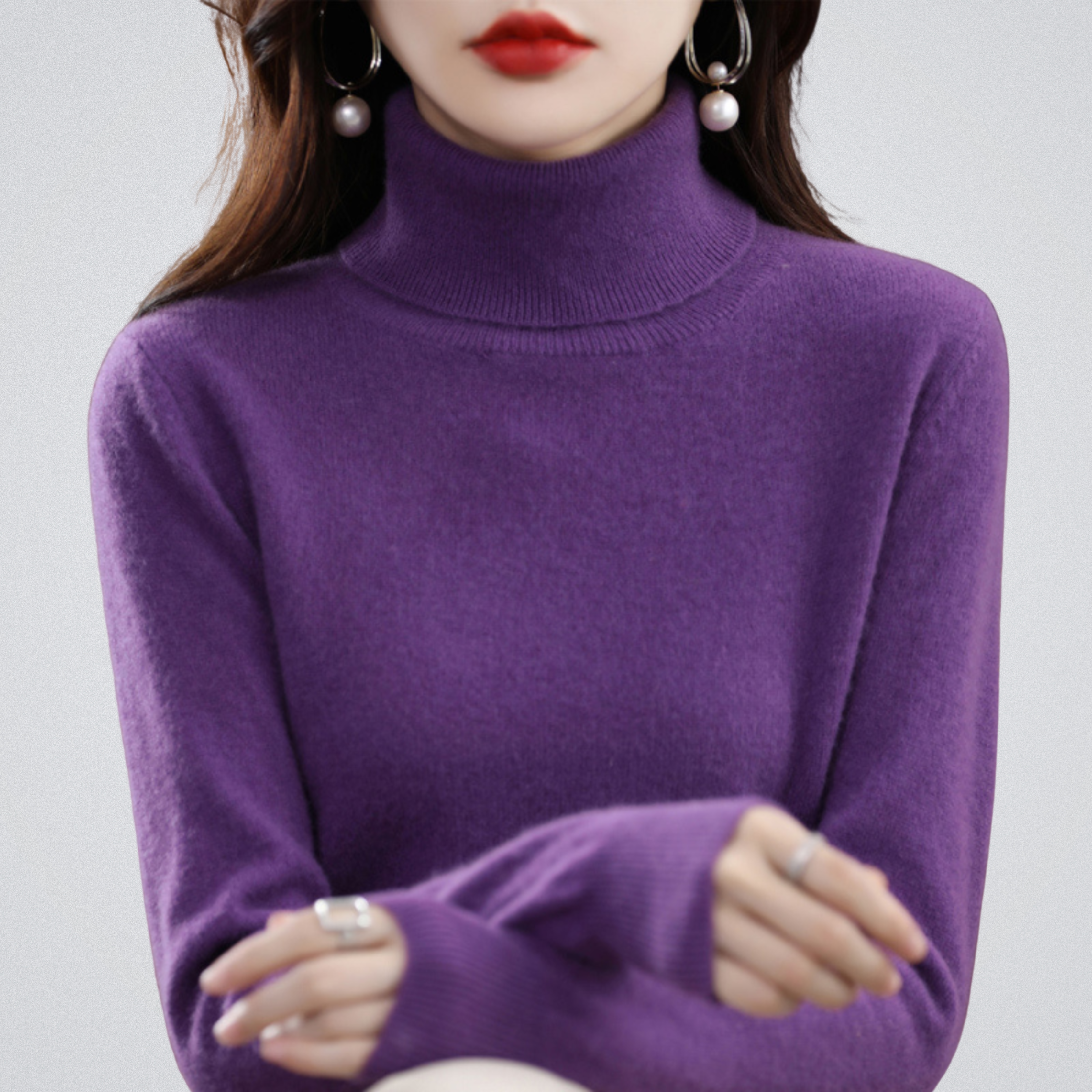 Lurina | Zachte coltrui voor dames – Gebreide trui met lange mouwen, warme casual wintertrui