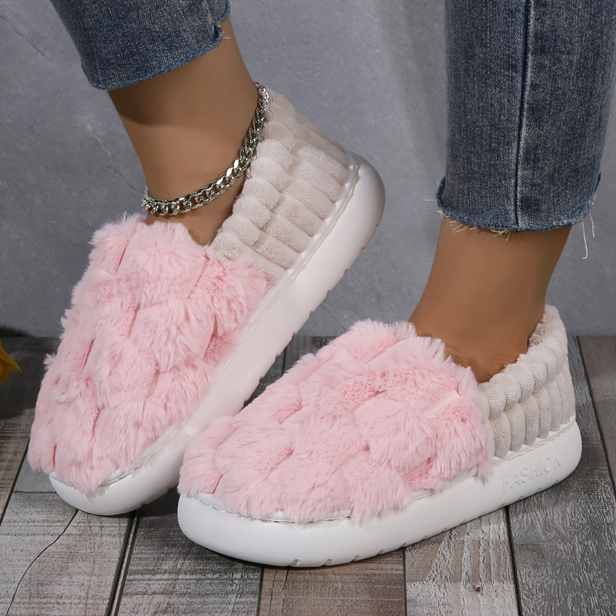 CozySlip | Pantoufles chaudes à carreaux pour femmes - Pantoufles d'intérieur décontractées, doublées de peluche