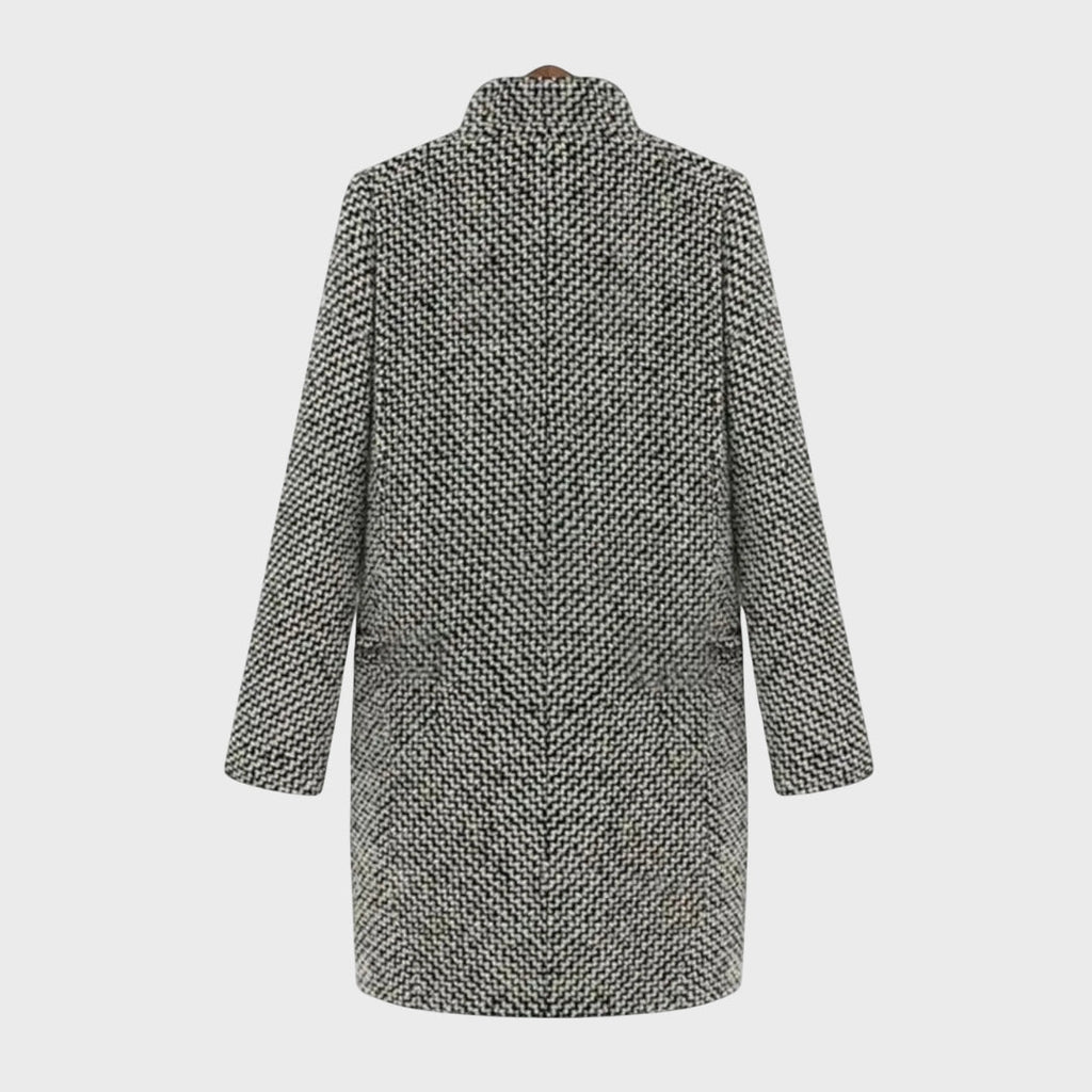 Pyrrha | Houndstooth wollen jas – Elegante herfstjas met lange mouwen voor dames