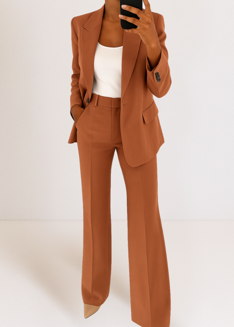 Tynara | Getailleerd tweedelig broekpak voor dames - blazer en broek met rechte pijpen, geschikt voor kantoor