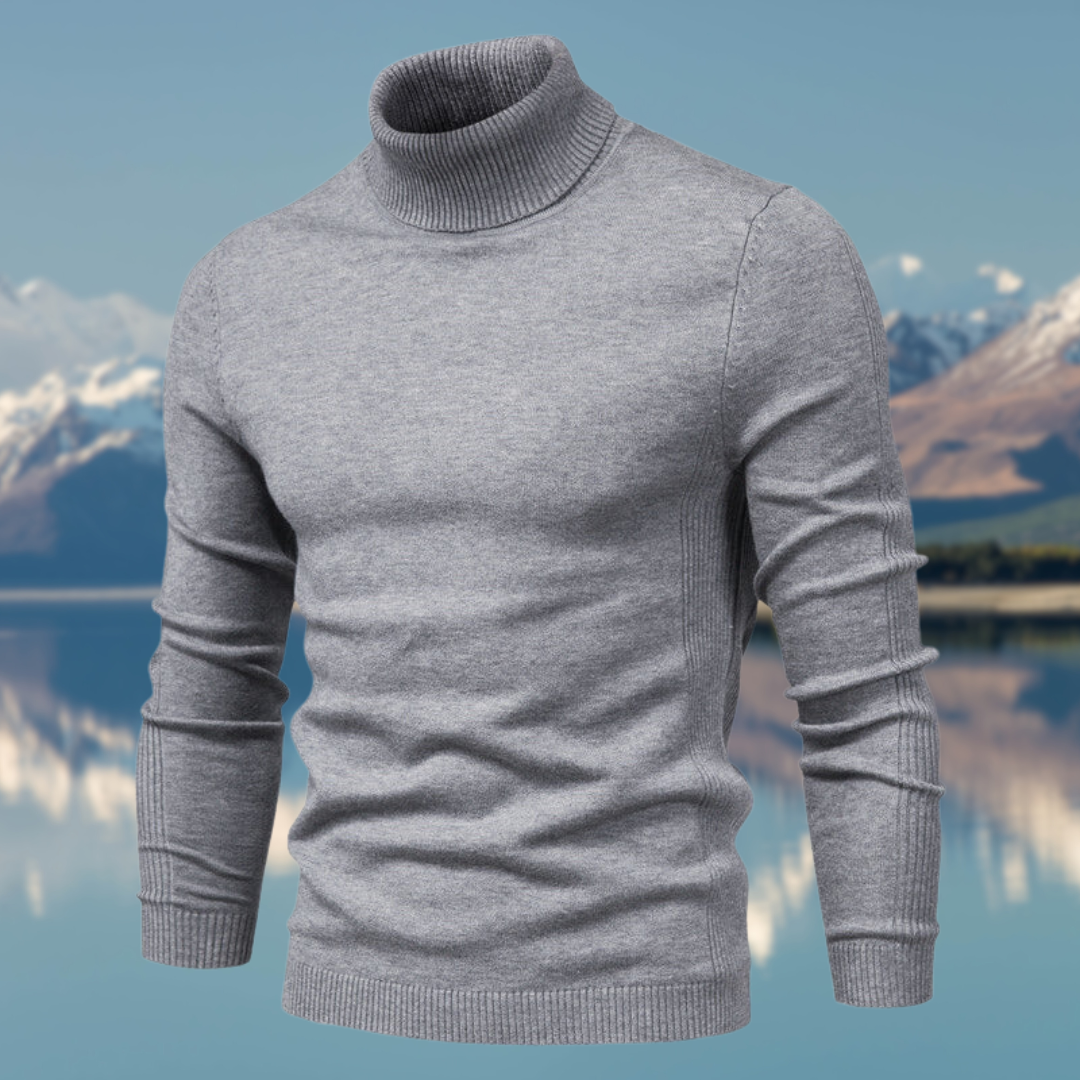 Bastiaan | Klassieke effen coltrui voor heren, gebreide trui met lange mouwen, casual wintertop