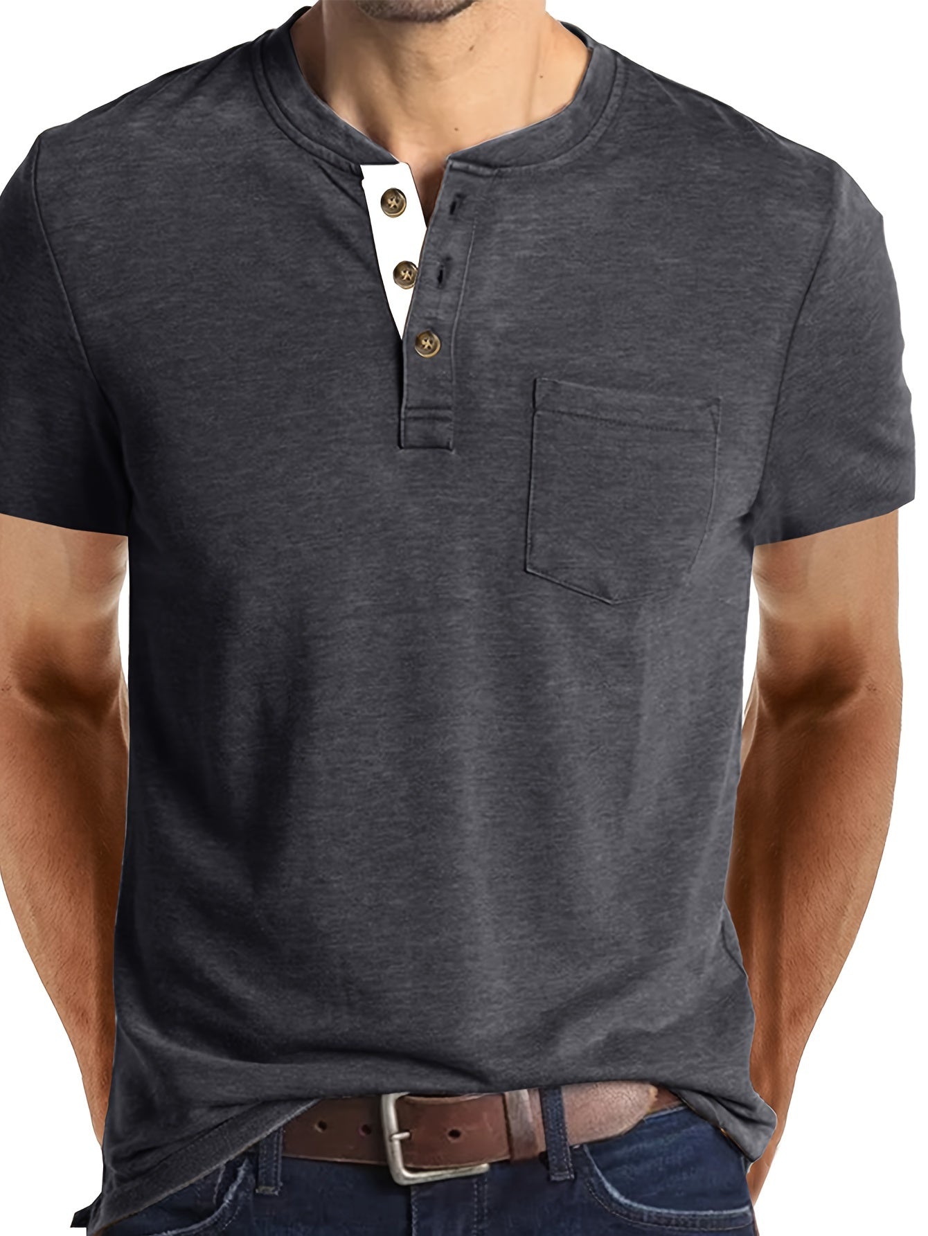 Ewald | Chemise Henley classique pour homme - Manches courtes, tendance et confortable au quotidien 