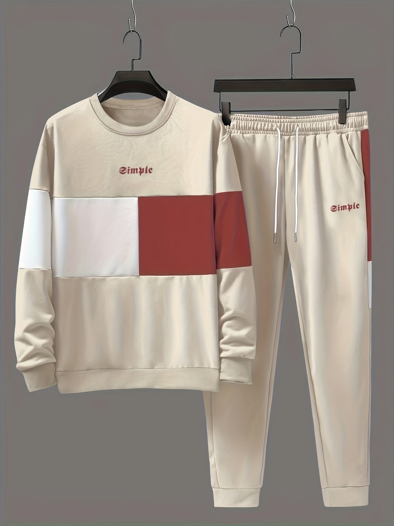 Valiant | Sweater & joggerset met kleurblok voor heren - Casual trainingspak met lange mouwen