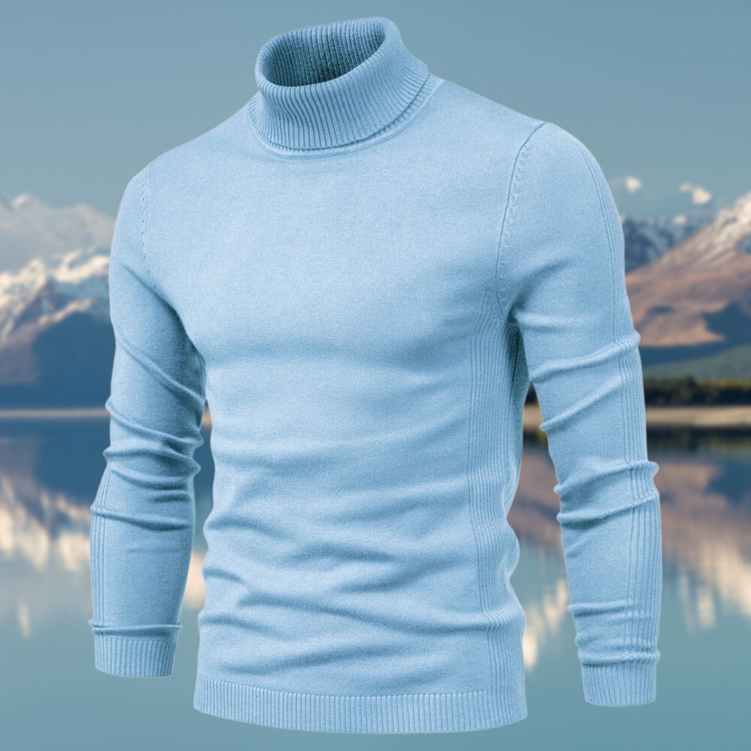 Bastiaan | Klassieke effen coltrui voor heren, gebreide trui met lange mouwen, casual wintertop