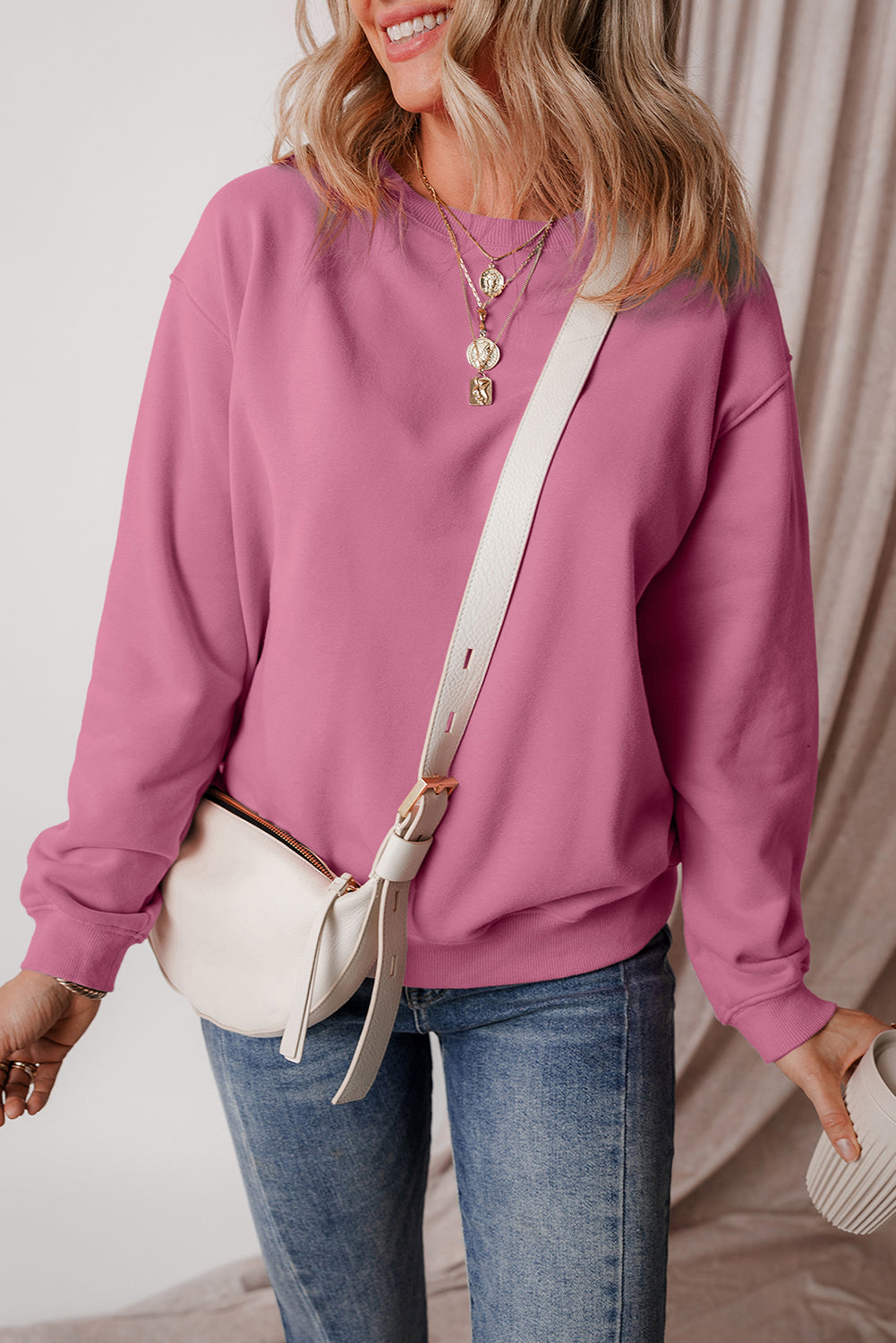 Jozina | Klassieke en eenvoudige effen fleece trui